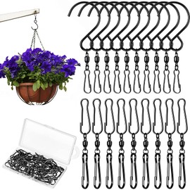 Jetec 20 Pieces Wind Spinner Swivel Hooks 360 Degree Dual Spinning Windsock Chime Supplies Hanger Swivels Clip Hanging Hooks with Storage Box for Wind Spinners Supply, 2 Styles (Black)