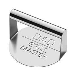 Haooryx Father's Day Stainless Steel Burger Press Gift, Dad Grill Master Burger Press Grill with Heat Resistant Handle BBQ Griddle Accessories for Father's Day Birthday Housewarming Present Supplies