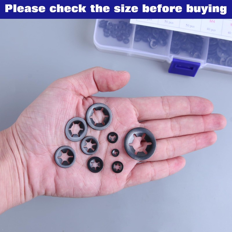 LEONTOOL 360 Pieces Internal Tooth Star Lock Washers 9 Sizes