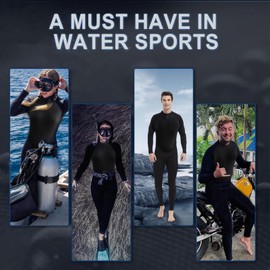 One-Piece Wet Suit, Men's Women's One-Piece Neoprene 3 Mm Full Body Wet Suit For Above 20 Degrees Celsius Diving Snorkeling Deep Diving (L)