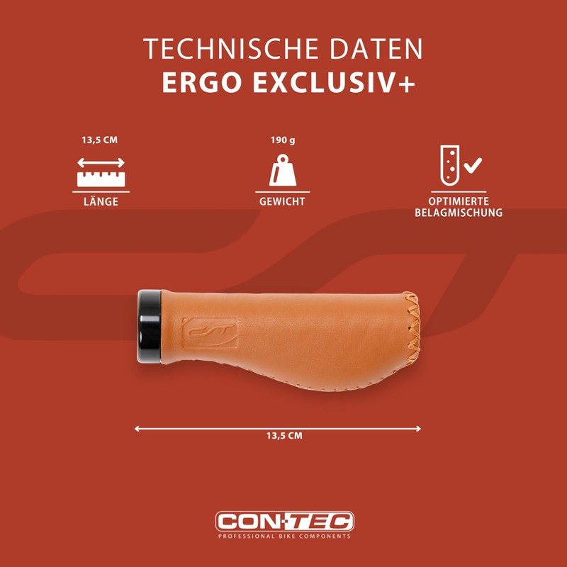 CONTEC Ergo Exclusive+ Bicycle Grips Premium Leather D3 Tri-Component Ergonomic