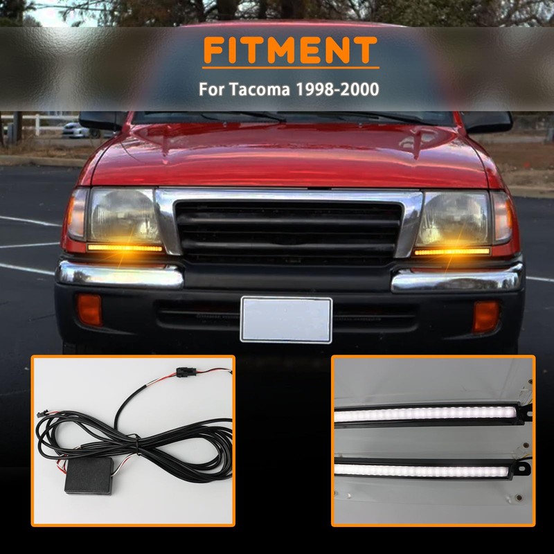 ZDEERAOTO LED Front Bumper Fog Light DRL Amber Sequential Turn
