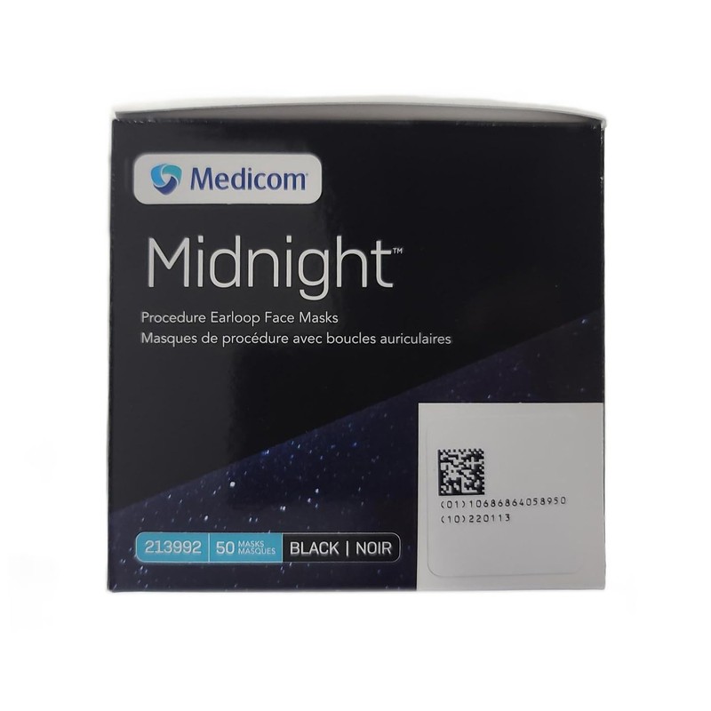 Medicom Midnight Procedure Earloop Face Masks - Box of 50