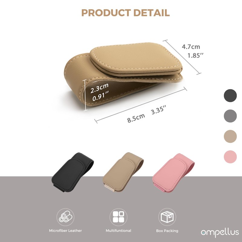 Ompellus 2 Pack Magnetic Leather Sunglass Holder, Eyeglass Hanger Clip