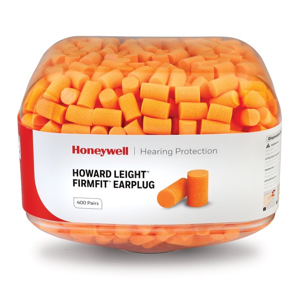 Howard Leight FirmFit Earplug Refill for HL400 Dispenser, 800 Pairs (Two 400-Pair Canisters), NRR 30 (HL400-FF-REFILL),Bright Orange