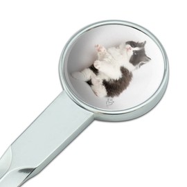 Persian Kitten Cat Black White Classic Chrome Plated Metal Envelope Letter Opener Slitter