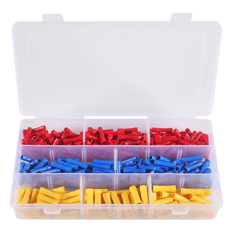 JUZITAO 300PCS Butt Splice Crimp Connectors Insulated Electrical Straight Wire