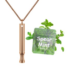 ASTOFLI ASTOFLI Anxiety Breathing Necklace With Resistance: Mint Flavoured Breathlace Tube Breathing Necklace With Resistance Filter Breathlace Stop Stress Necklaces Anxiety Relief Breathe Pendant Rose Gold