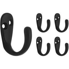 Liberty Hardware B59103Z-FB-C Gancho de una sola clavija para bata de baño, Paquete de 5, Negro liso