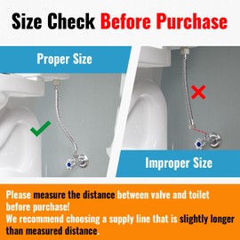 SUNGATOR 9 Inch Toilet Water Line Hose Connector, 7/8" Ballcock x 3/8" Compression Toilet Water Supply Line, 9 Inch Stainless Steel Braided Hose with A Wrench and Sealing Tape (1 Pack)