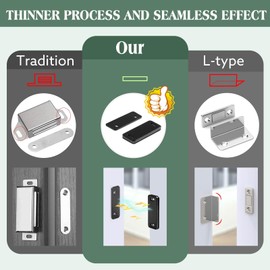 Dolenor Ultra Thin Cabinet Door Magnets Catch,Magnetic Door Catch,Cabinet Latch Magnetic Closures for Kitchen Closet and Cupboard Wardrobe (White Magnetic 4P)