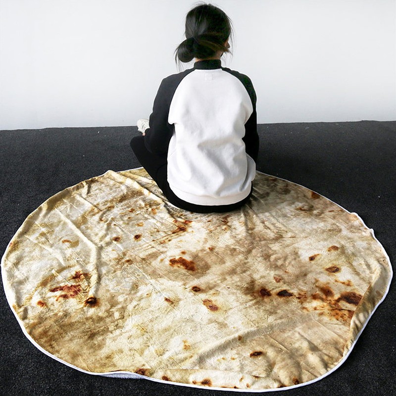 Burritos Tortilla Blanket Giant Round Beach Blanket Soft Comfortable Novelty