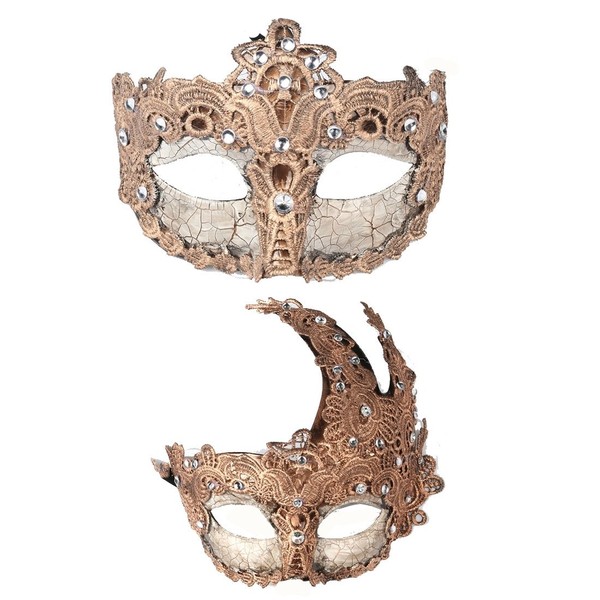 YU FENG 2pcs Venetian Masquerade Prom Party Masks Costumes Party Accessory