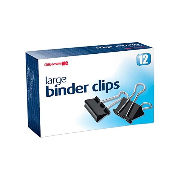OIC® Binder Clips, Large, 2", Black, Box of 12