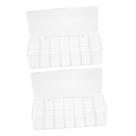 TEHAUX 2pcs Transparent Cable Organizer Box Multi Grid Storage with Cover for Efficient Cable Management for Desk and Wall Use Durable and Stylish Design