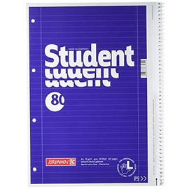 Brunnen 1067907 Notizblock / Collegeblock Student (für Linkshänder, A4, liniert, Lineatur 27, 70 g/m², 80 Blatt mit Spirale rechts)