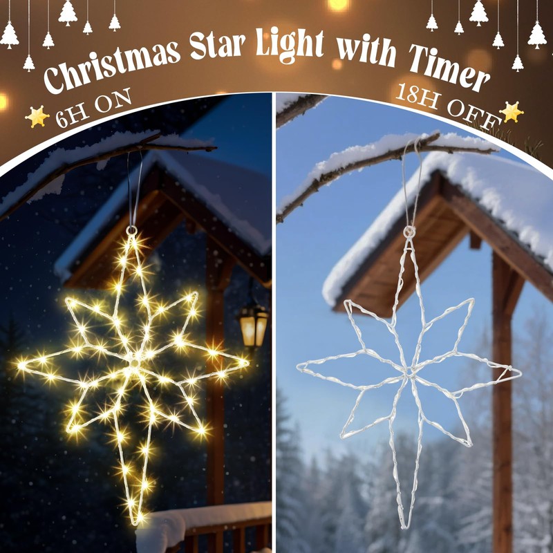 2 Pack 16 Large Christmas Window Light Decorations, LED Bethlehem