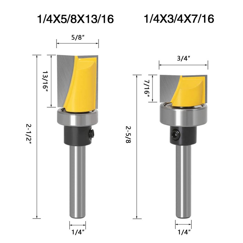 Gasea 4pcs 1/4" Shank Flush Trim Hinge Mortise Template Cleaning