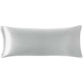 PiccoCasa Satin Body Pillowcase for Hair and Skin, Luxury Silk Satin Long Pillow Cover Smooth Soft Satin Body Pillow Cover with Zipper Closure Silver Grey 4ft