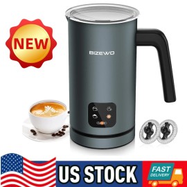 BIZEWO Milk Frother Electric Coffee Frother Warm and Cold Milk Foamer Easy to Clean NEW