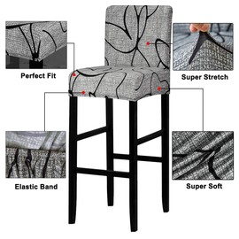 Lellen Bar Stool Chair Covers Set of 2，Jacquard Bar Stool Cover Barstool Covers Slipcovers Stretch Bar Stool Covers with Backs Bar Stool Protector Covers for Kitchen Dining Room Counter Island