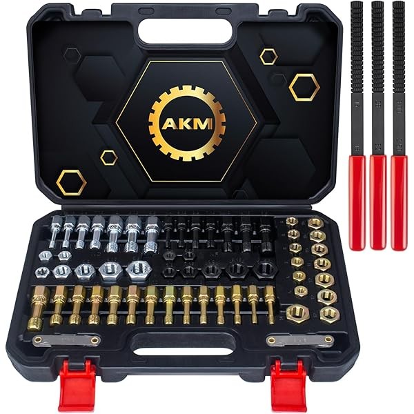 AKM 61Pcs Thread Restorer Kit, Rethread Repair Tool, UNC UNF