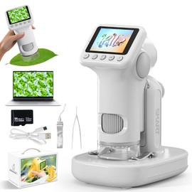 1600x Microscope for Kids, 2" Digital Screen Kids Microscopes, Handheld Pocket Microscope with Photo/Video, LED Light, 32GB, Slides, Rechargeable Portable Microscope for Boys Girls