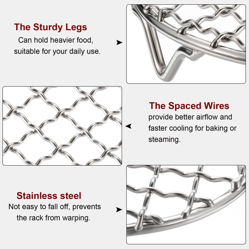 sourcing map 2pcs Round Cooking Rack 7.5-inch 201 Stainless Steel