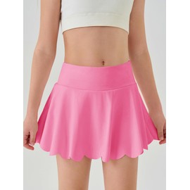 Haloumoning Girls Skorts Flowy Butterfly Athletic Shorts Kids A Line Pleated Tennis Golf Skirts with Pockets Pink