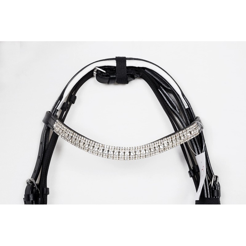 Aces Equine DRESSAGE BLING SHOW BRIDLE DIAMOND BROWBAND BLACK IN