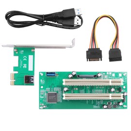 ELFJMZP PCIe 1X to Dual Pci Slot Expansion Card PCI-Express 1X Male to PCI Female Adapter for Sound Cards, Network Cards, Fax Cards, Video Capture Cards, Parallel Port Cards