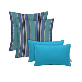 RSH Decor: Lumbar & Square Pillows Set of 4 | 20" x 12" & 17" x 17" | Sunbrella Performance Fabric | Outdoor Throw Pillows for Patio Furniture | Dolce Oasis & Canvas Aruba