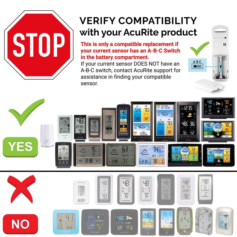 AcuRite Wireless Indoor Outdoor Temperature and Humidity Sensor (06002M) ,