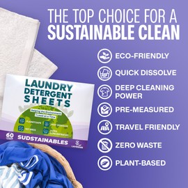 Laundry Detergent Sheets (60 Loads) - Eco Friendly Laundry Soap Detergent Strips I Eco Friendly, Zero Waste, Plastic Free, Planet Friendly 30 Sheets - Lavender