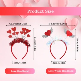 IWTBNOA Heart Headbands with Glitter, Sequins Heart Headband, Valentine's Day Hair Hoop, Love Heart Headband, Party Accessories for Wedding, Carnival, Fancy Dress, Photo, Hen Night