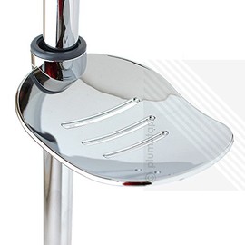 ECOSPA Large Chrome Plated ABS Soap Dish with Drainage Slots That fits onto 25mm Shower Riser Rails - Perfect Replacement or a Handy Addition to Your Shower.