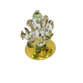 Gavya Small Crystal Ganesha Sitting Ganesh Sculpture Murti Mini Ganpati Idol Car Dashboard Diwali Pooja Statue, mandir, tample Gift Size- Height- 3 inch Green