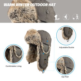 Kurhatic Winter Trapper Hat,Warm Faux Fur Aviator Hat,Russian Trooper Hunting Ski Hat with Ear Flaps for Men & Women XL Brown