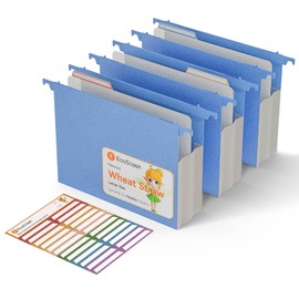Extra Capacity Hanging File Folders, 3.15" Reinforced Wheat Straw Expanding Hanging Folder Letter Size, Heavy Duty for Filing Cabinets, File Organizer for Office & Home-UN Blue-3 Packs