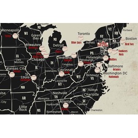 GEOJANGO Baseball Stadium Map Poster - Vintage Edition (36Wx24H inches)