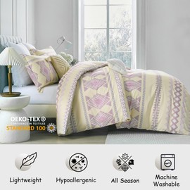 Bedduvit Boho Duvet Cover King - 100% Cotton King Duvet Cover for All Season,3 Piece Summer Striped Duvet Cover King Size with Zipper Closure & 8 Ties (104"x90", No Comforter)