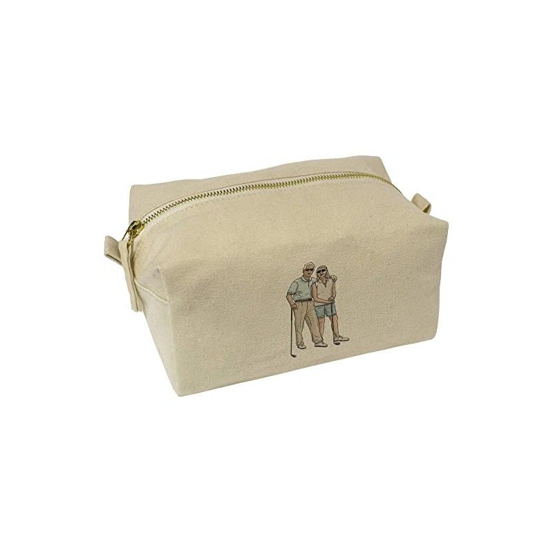 'Elderly Golf Couple' Canvas Wash Bag/Makeup Case (CS00026614)