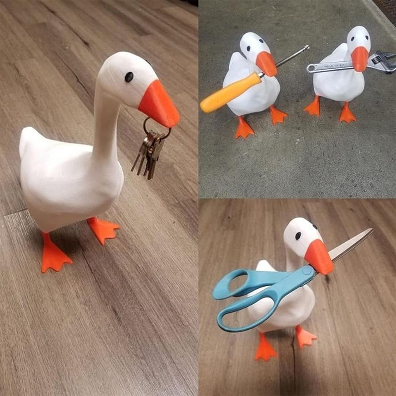 White Duck Magnetic Display Piece Resin Decoration Magnetic Goose Key