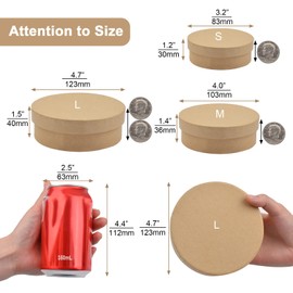 WANDIC Paper Mache Boxes - Set of 3 Round Kraft Paper Boxes with Lids - Storage for Accessories, Cosmetics, Jewelry & Gifts - 3 Sizes