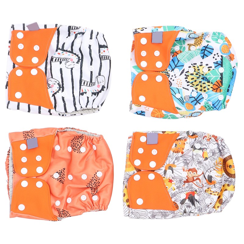 4 Packs Washable Baby Diapers Breathable Mesh Baby Cloth Nappy