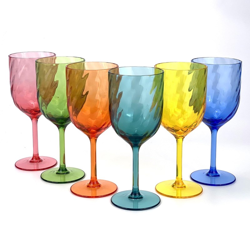 Yalin Set of 6 Unbreakable 12 oz Acrylic Plastic Wine