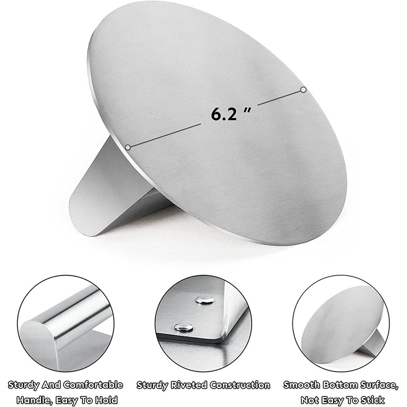 HULISEN Stainless Steel Burger Press, 6.2 inch Round Burger Smasher,