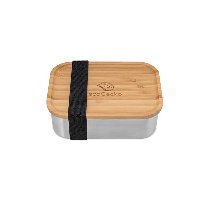 ecoGecko® Premium Stainless Steel Lunch Box with Bamboo Lid Including