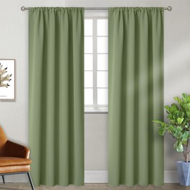 BGment Olive Green Blackout Curtains 84 Inch Length for Living Room - Rod Pocket Thermal Insulated Room Darkening Drapes for Bedroom Dining Office Spring Decor, 2 Panels, 52 x 84 Inch