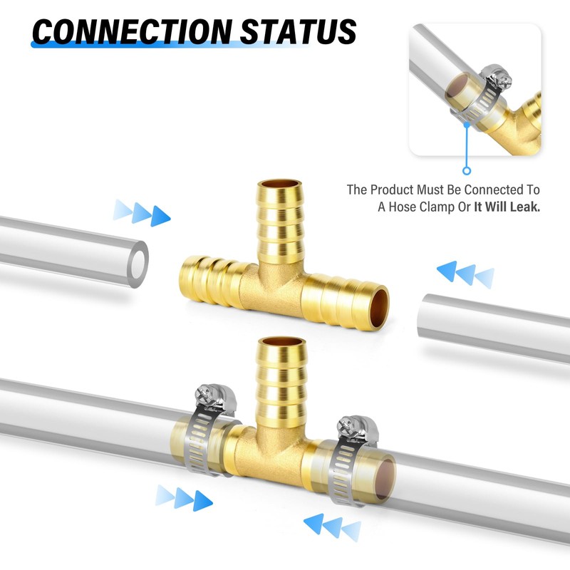 TAILONZ PNEUMATIC 12 mm Brass 3-Way T-Piece Hose Barb Fitting